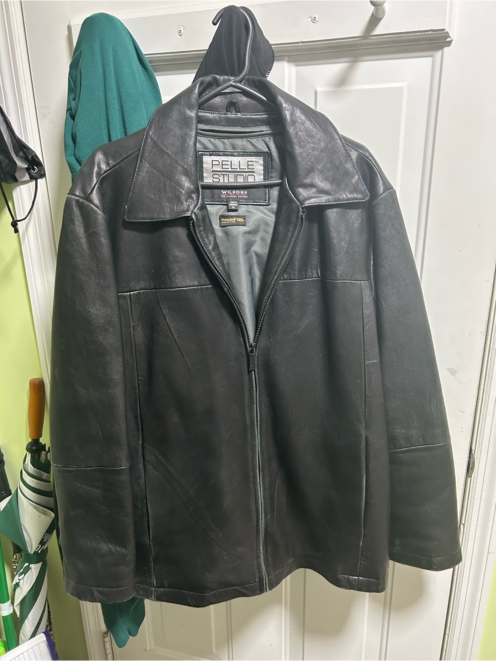Pelle Studio Black Leather Zip-Up Bomber Jacket
